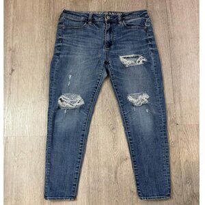 American Eagle Outfitters Stretch X Super High Rise Jegging Distressed Jeans 2.